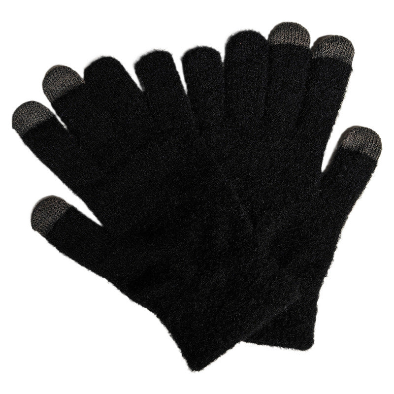 Imitation Mink Outdoor Riding Full Finger Simple Gloves