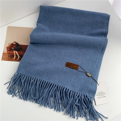 Women's Korean Style Fashion Labeling Solid Color Scarfs