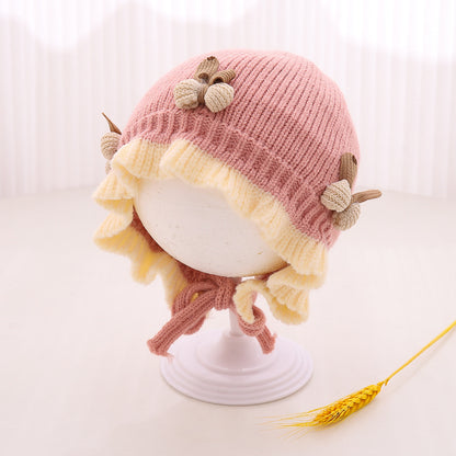 Hat Knitted Cute Princess Flower Beanie Warm Kids' Headwear