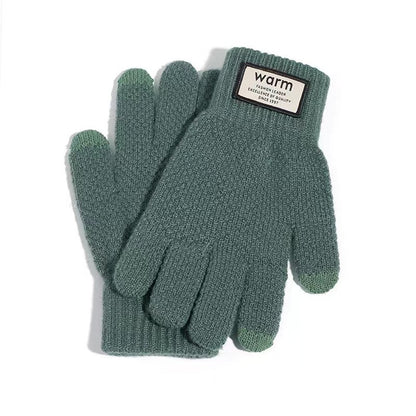 Men's Screen Knitted Couple Fleece-lined Thickened Riding Gloves