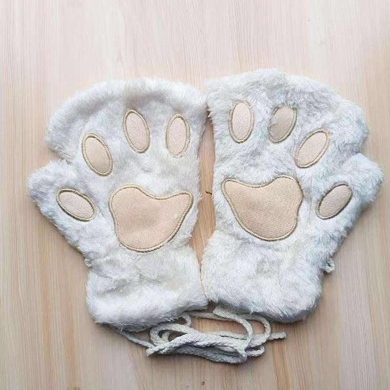 Paw Winter Cute Cartoon Cat Open Gloves