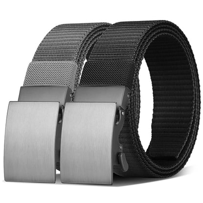 Men's Canvas Alloy Buckle Automatic Pant Business Outdoor Tactics Belts