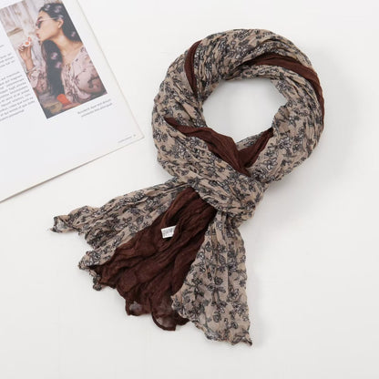 Women's Twist Pleated Simple Korean Floral Shawl Scarfs