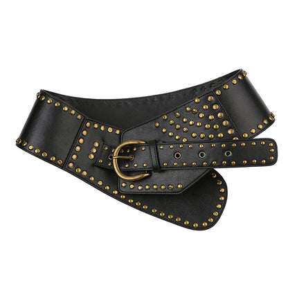 Women's Punk Rivet Retro Artistic Widened Decoration Belts