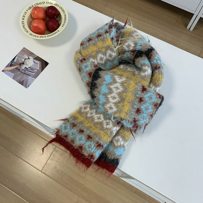 Jacquard Vintage Fair Thick Warm Winter College Style Scarfs