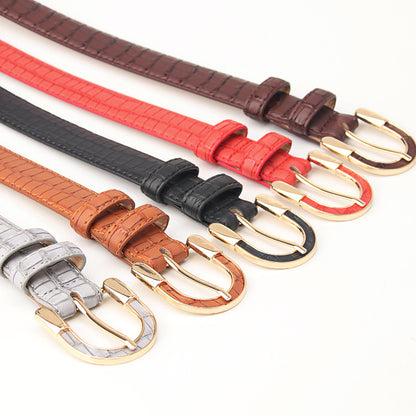 Women's Gold Retro Leather Buckle Simple Alloy Belts