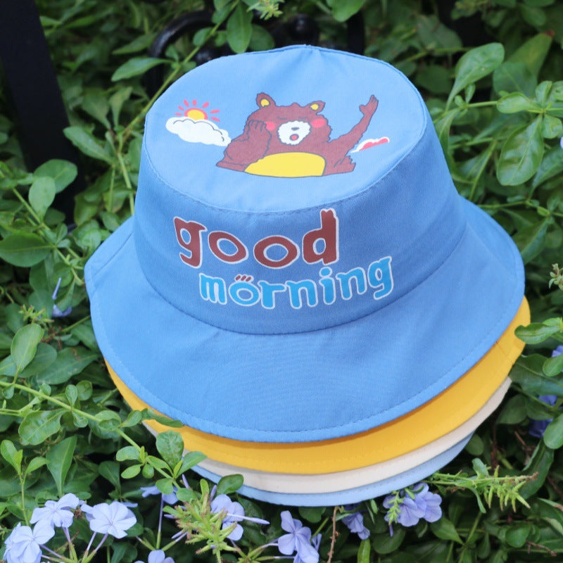 Children's Bucket Hat Good Morning Bear Sun Protection Kids' Headwear