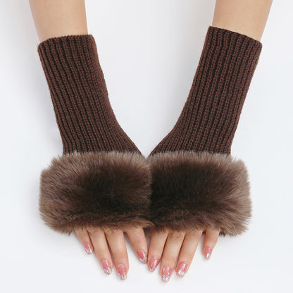 Women's Oversleeve Knitted Warm Open Finger Arm Gloves