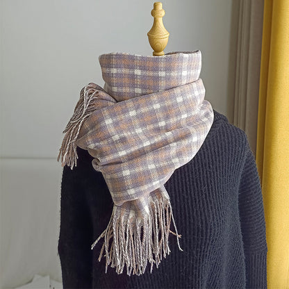 Women's & Men's Korean Style Winter Cashmere Vintage Plaid Scarfs