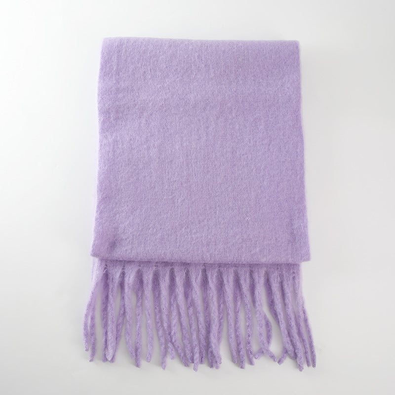 Women's Thick Warm Mohair Shawl Cashmere Silk Scarfs