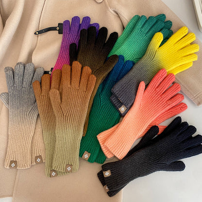 Color Open Finger Touch Screen Winter Gloves