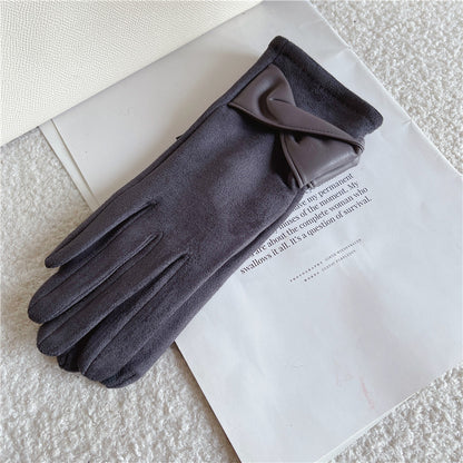 Women's Fleece-lined Thermal Winter Suede Outdoor Cycling Gloves