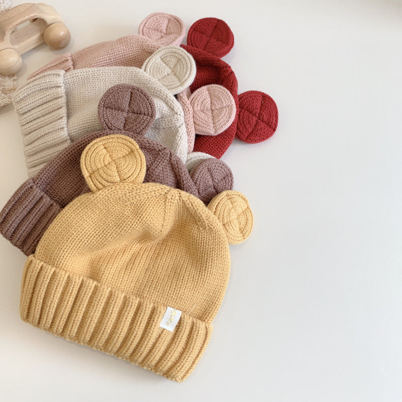 Knitted Woolen Boy Bear Super Cute Kids' Headwear