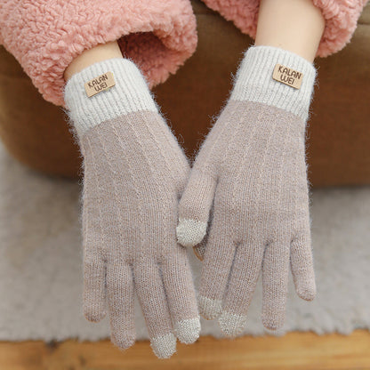 Women's Korean Fleece-lined Warm Touch Screen Cold Protection Gloves