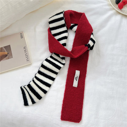 Women's Striped Knitted Korean Thickened Long Warm Scarfs