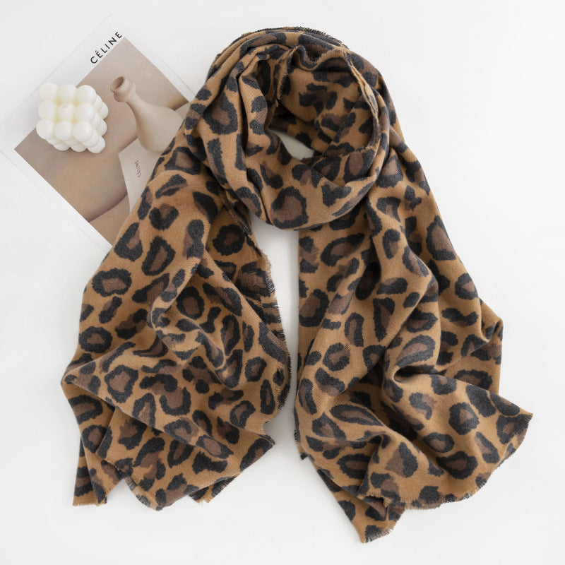 Women's Leopard Print High-grade Soft Warm Cashmere Scarfs