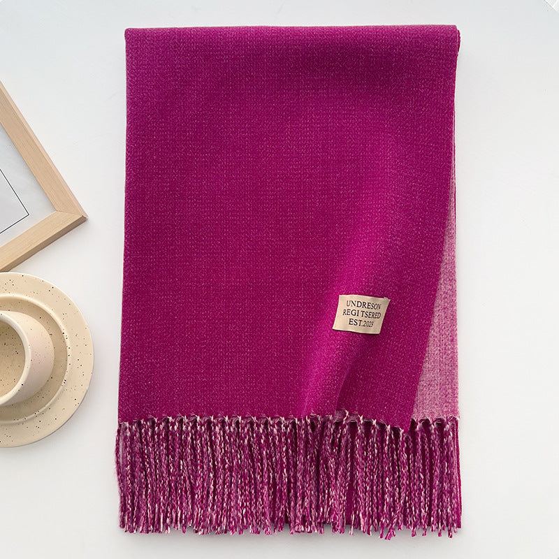 Solid Color Double-sided Two-color Artificial Cashmere Scarfs