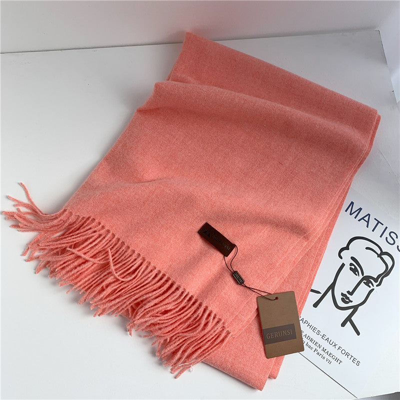 Women's Korean Style Fashion Labeling Solid Color Scarfs