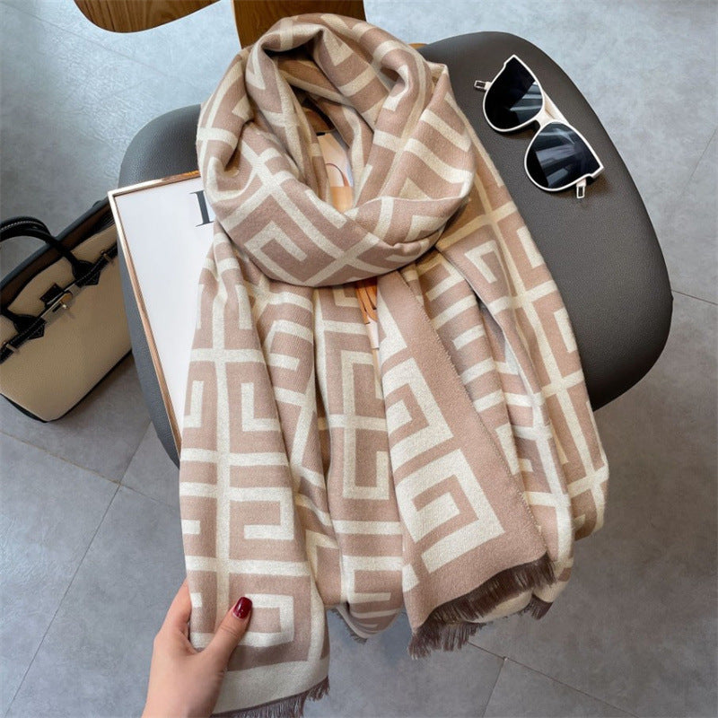 Women's Live Broadcast Artificial Cashmere Geometric Jacquard Scarfs