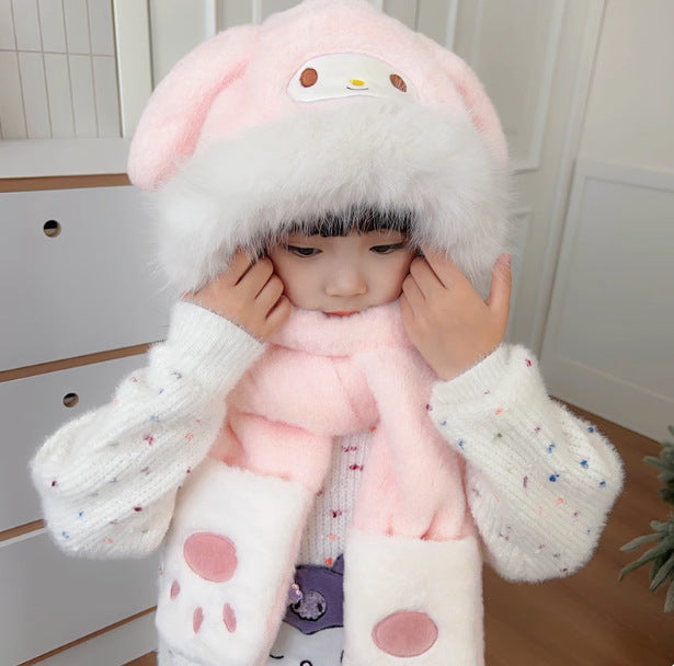 Children's Hat Winter Three-piece Set Veet Plush Kids' Headwear