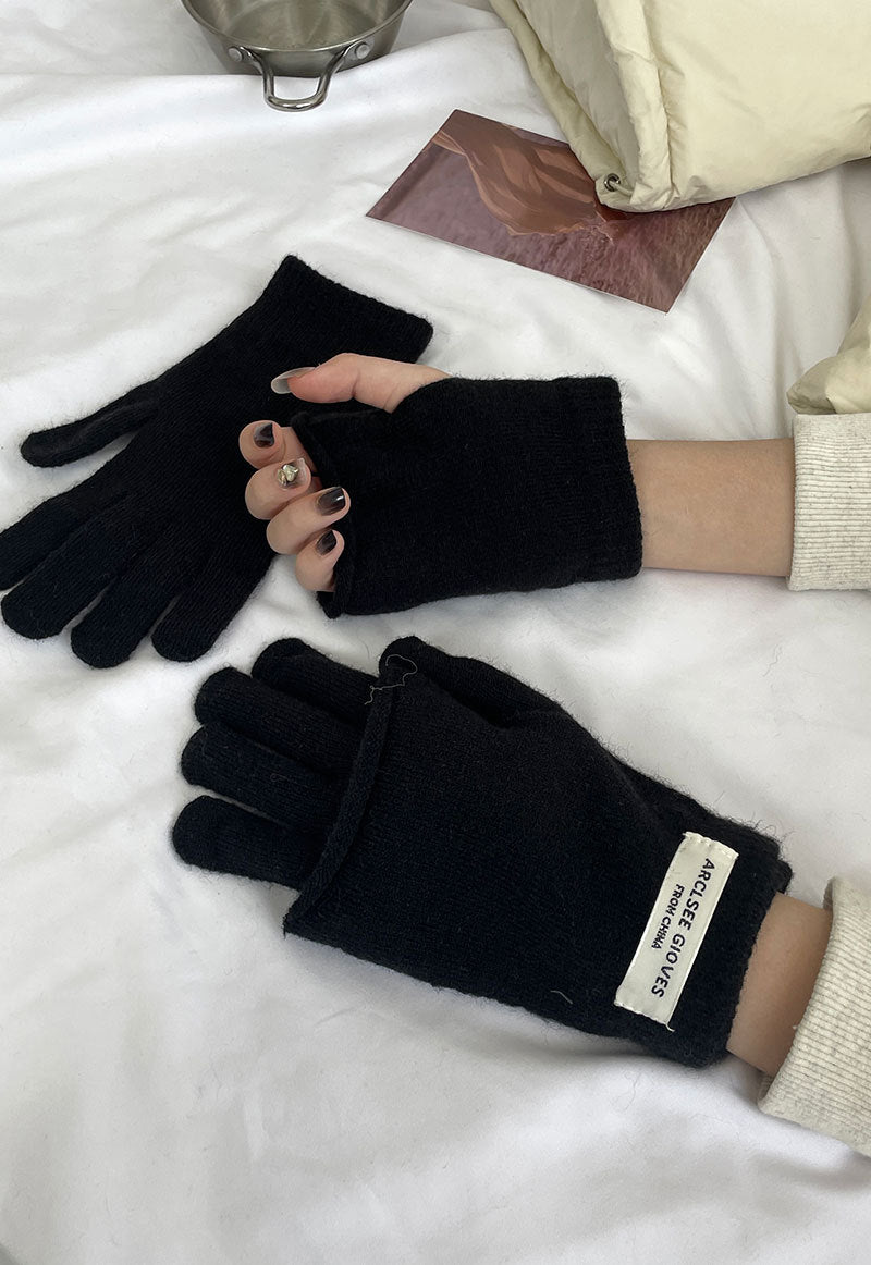 Women's Style Vest Finger Knitted Winter Cute Korean Thermal Gloves