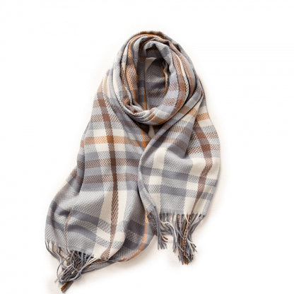 Women's Sweet Warm Artificial Cashmere Plaid Shawl Scarfs