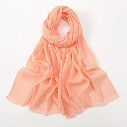 Women's Slub Cotton Solid Color Linen Feel Burrs Scarfs