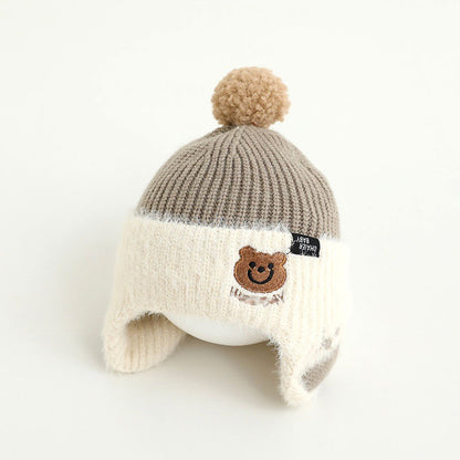 Winter Korean Style Boys Plush Bonnet Knitted Kids' Headwear