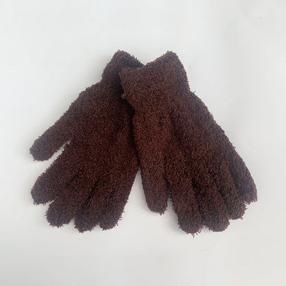 Women's & Men's Winter Towel Material Thickened Warm Full Finger Gloves