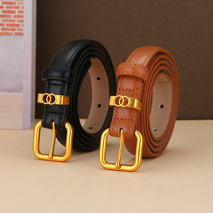 Women's & Men's Simple Neutral Cowhide Pant Niche Casual Belts