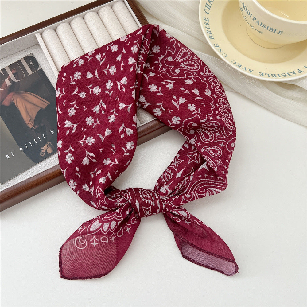 Small Square Towel Silk Female Autumn Summer Bandana Headband Scarfs