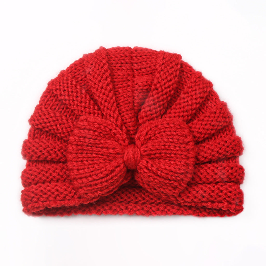 Bow Hat Knitted Warm Wool Beanie Kids' Headwear