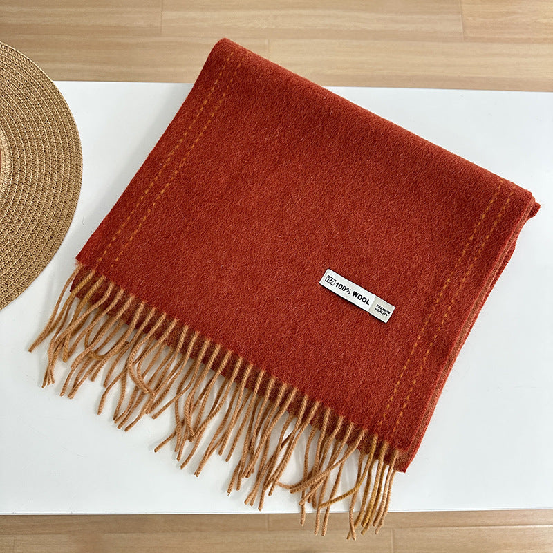 Winter Long Fringe Striped Shawl High Scarfs