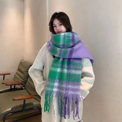 Women's & Men's Plaid Winter High-grade Korean Style Tassel Scarfs