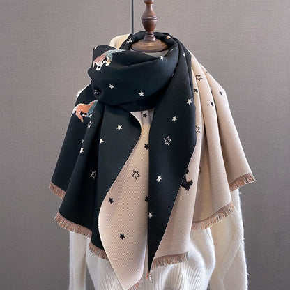 Women's Artificial Cashmere Korean Printed Elegant Warm Scarfs