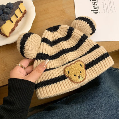 Woolen Sleeve Boys Cute Stripes Korean Kids' Headwear