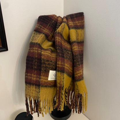 Women's & Men's Retro Atmosphere Brown Plaid Mohair Thick Scarfs