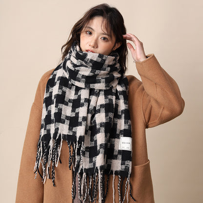 Women's Plaid Korean Thickened British Shawl High-grade Scarfs