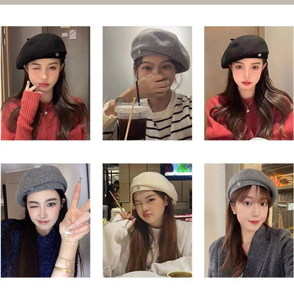 Women's Big Head Circumference Beret Korean Small Hats & Caps