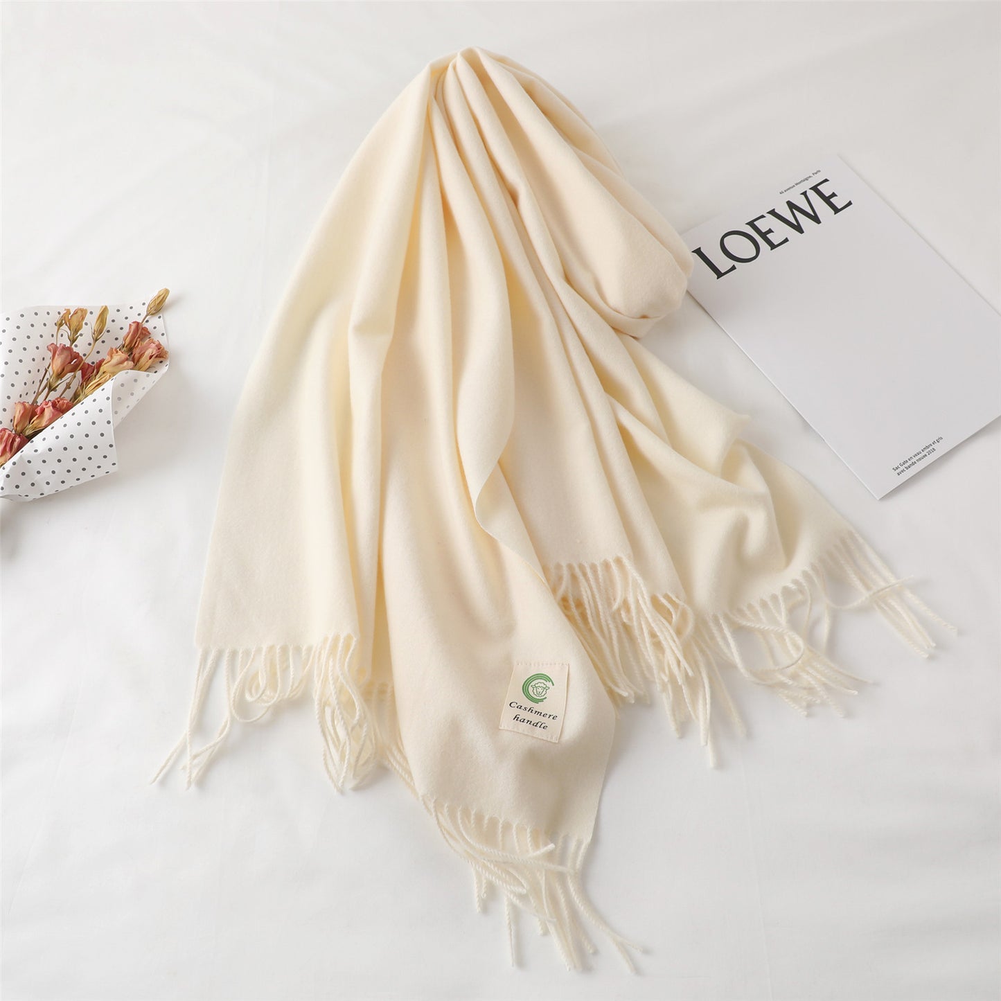 Women's For Keep Warm Color Monochrome Tassel Long Scarfs