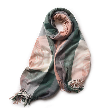 Plaid Tassel Dopamine Shawl Warm Thickened Sky Scarfs