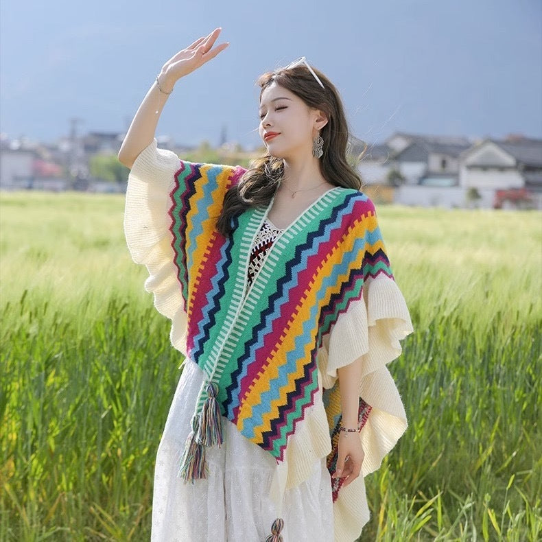 Women's Ear Fashion Wear Knitted Cape Bohemian Scarfs