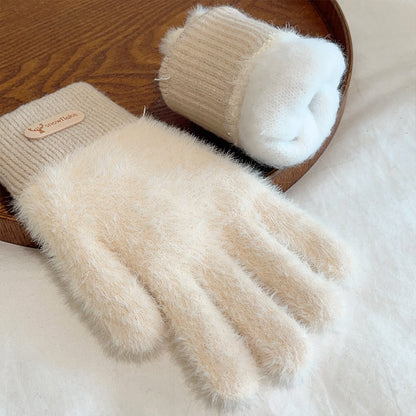 Women's Simple Fashion Winter Thickened Imitation Mink Gloves