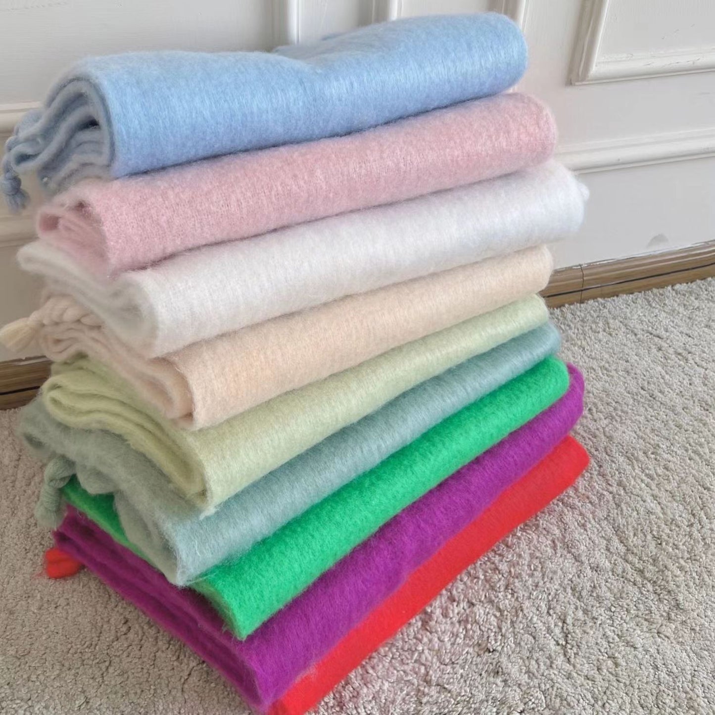 Cashmere Plush Pure Color Warm Keeping Scarfs