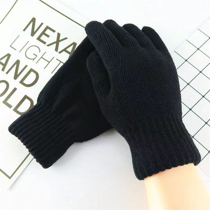 Women's & Men's Black Half Finger Adult Open Wool Gloves