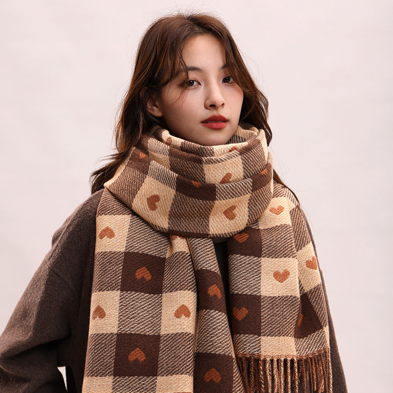 Women's Plaid Korean Thickened British Shawl High-grade Scarfs