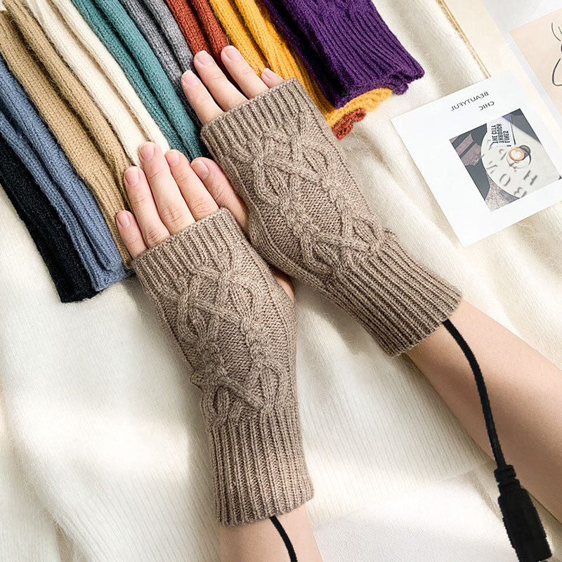 Knitted Half Female Winter Fingerless Finger Gloves