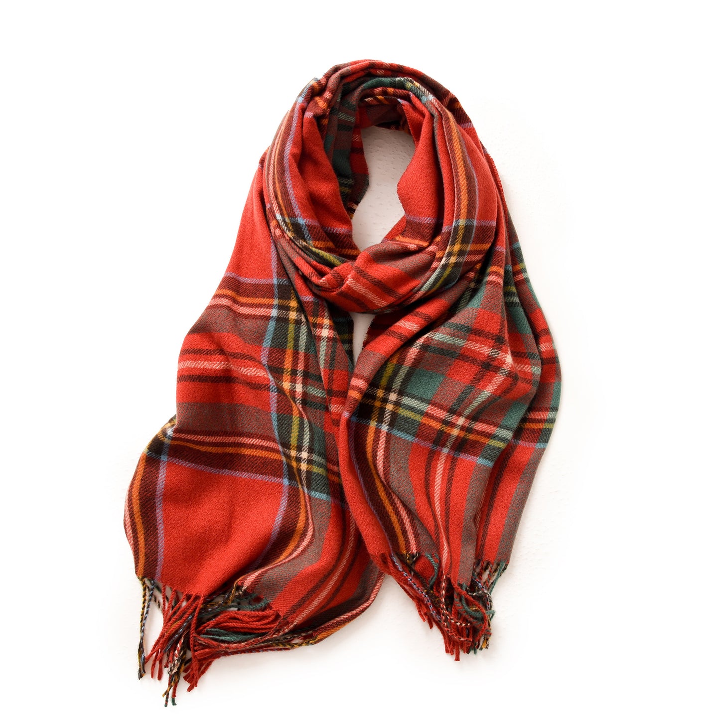 Women's Stall Winter Temperament Plaid Warm Tassel Scarfs