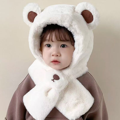 Children's Cute Bear Plush Bonnet Thick Warm Kids' Headwear