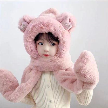 Children's Hat One-piece Boys Plush Three-piece Thickened Kids' Headwear